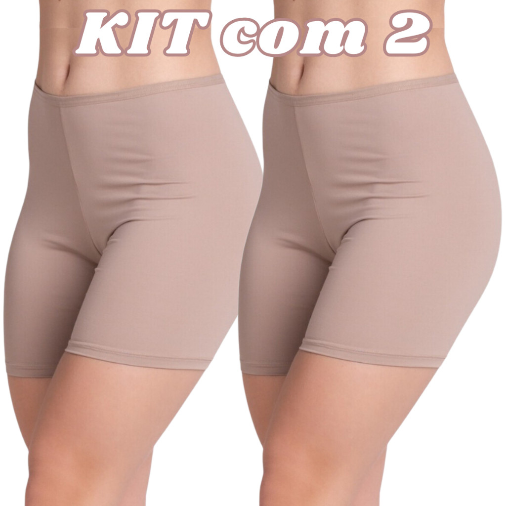 Kit 2 Short Anágua Liso Segunda Pele Feminino Comprido