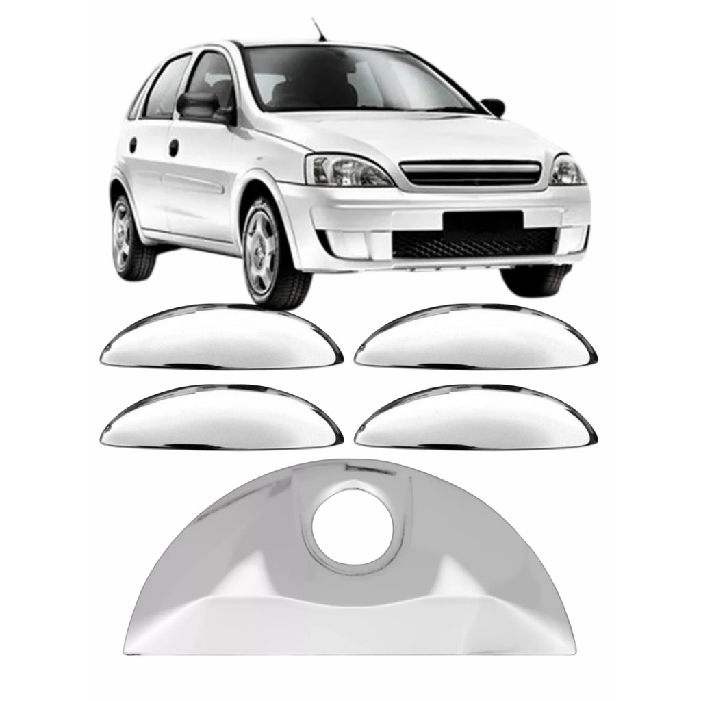 KIT APLIQUE CAPA CROMADA MAÇANETA GM CORSA G2 2008 5 PORTAS