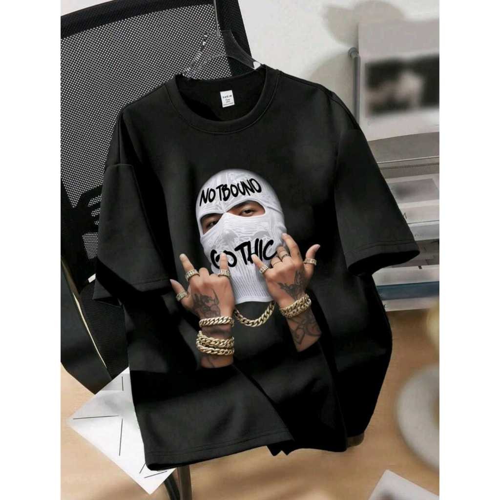 Camiseta Streetwear Gangster Hip Hop Balaclava Camisa Streetwear Algodão Confortável Estilo Moda Unissex Envio Rápido