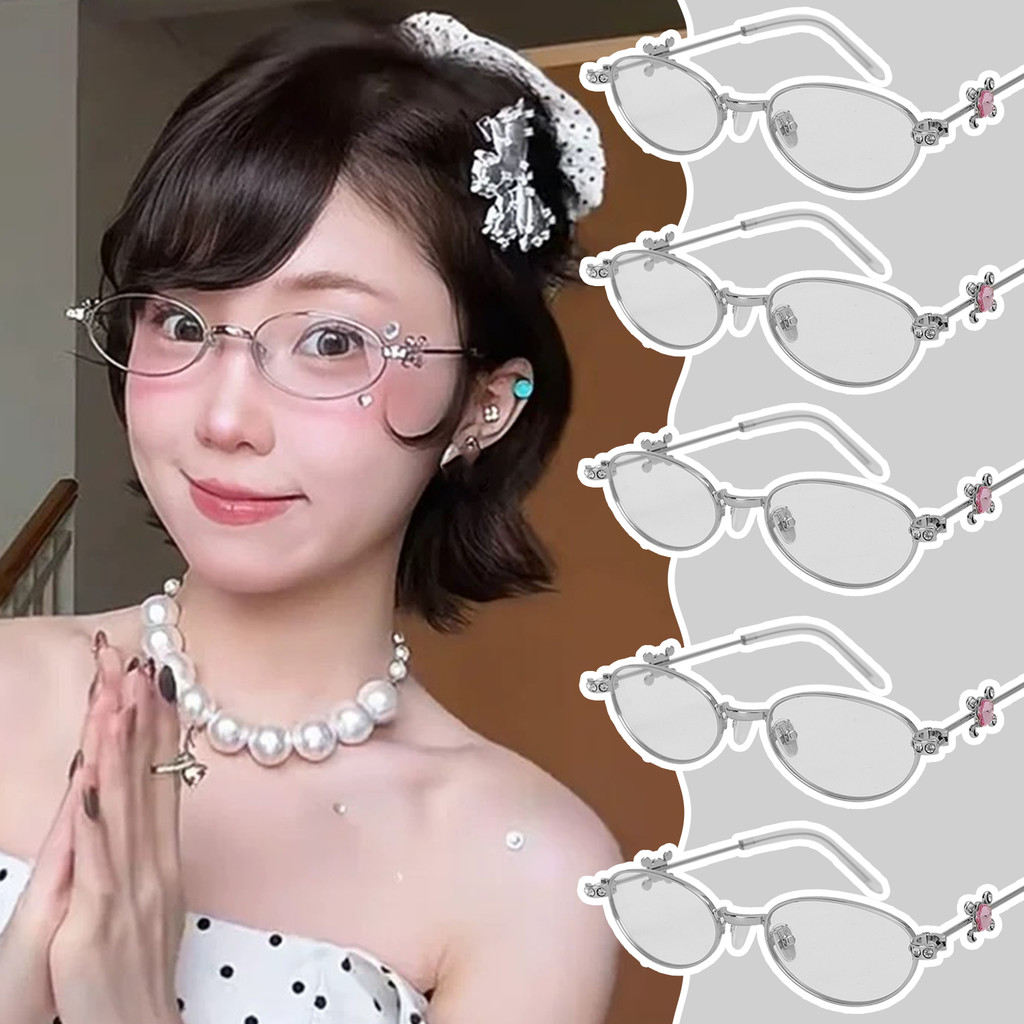 Óculos De Strass Rosa Feminino Moda Vintage Metal Armação Oval Festa # Bling