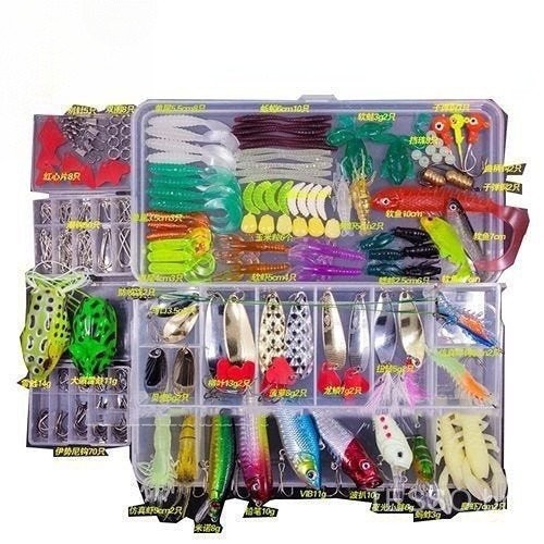 Novo Conjunto 24 Pcs Empilhadores De Pesca Iscas De Minhoca Kit De Colheres Em Caixa Equipamento Artificial