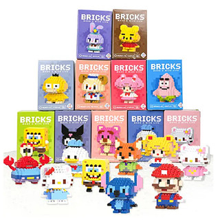 Kit 10 Brinquedo De Montar Bloco De Montar Personagens Media de 500 Peças cada