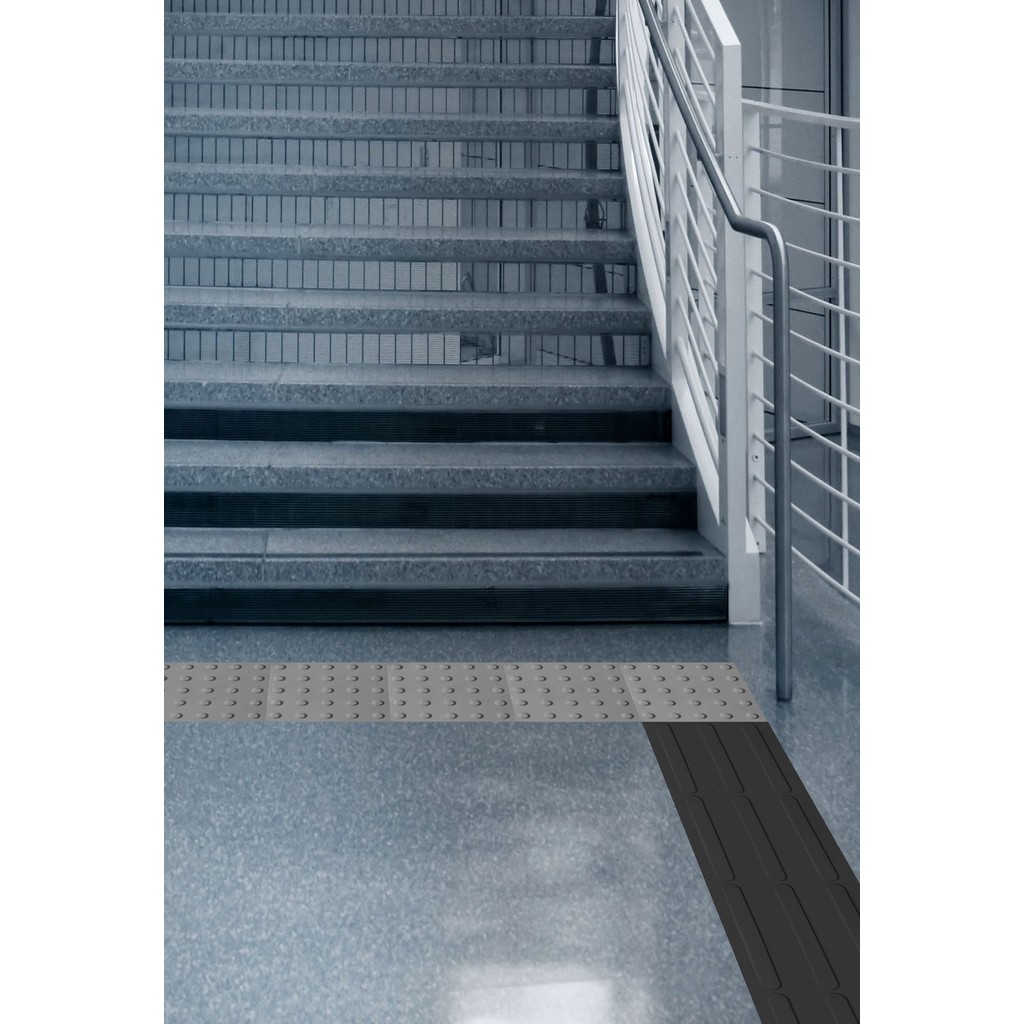 Piso de Demarcação Tátil Direcional Kit 16 peças 25x25cm Preto Kapazi