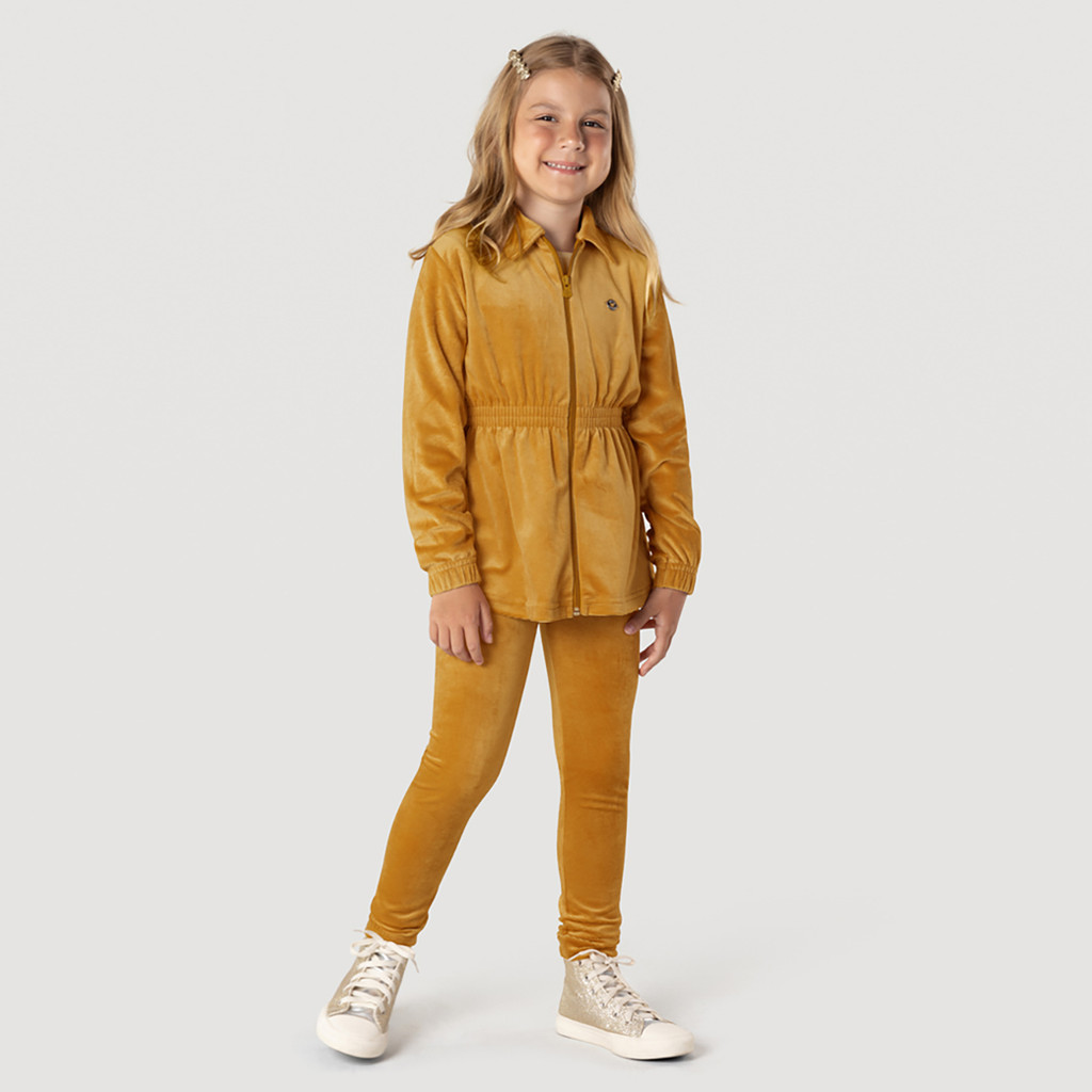 Jaqueta Malha Cotelê Infantil Menina Marrom Brandili - Baby & Kids Fashion
