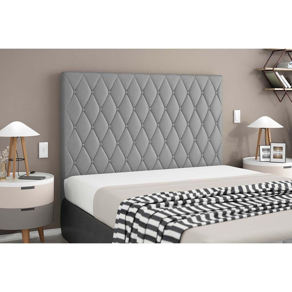 Cabeceira Cama Box Estofada Queen Queen Camponesa Chumbo - Simbal