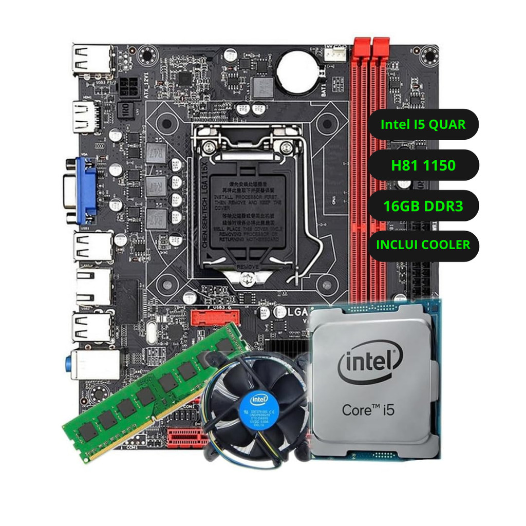 Kit Upgrade Intel I5 Quarta Geração Placa Mãe H81 Ram 16GB DDR3