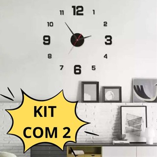 KIT 2 Relógio de parede sem moldura com setas, silencioso algarismo romano grande moderno lindo escritório MT249 em Oferta na Shopee