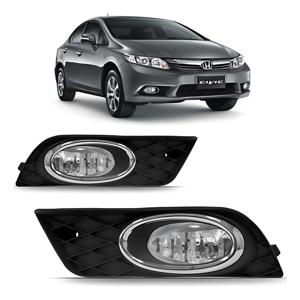 Farol Milha Neblina Auxiliar Civic 2012 A 2014 Com Moldura em Oferta na Shopee