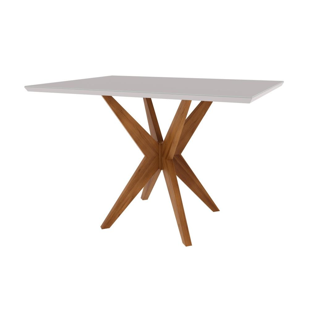 Mesa de Jantar Donna Nesher 4 Lugares Nesher Madeira Maciça Mel Off White