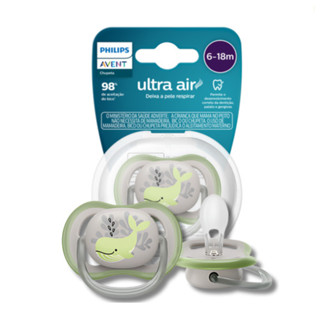 Chupeta Avent Menino Ultra Air 6-18m Cinza Baleia em Oferta na Shopee