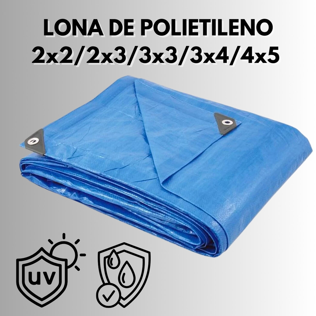 Lona de Polietileno 2x2m a 4x5 Azul - Resistente Impermeável Telhados Camping