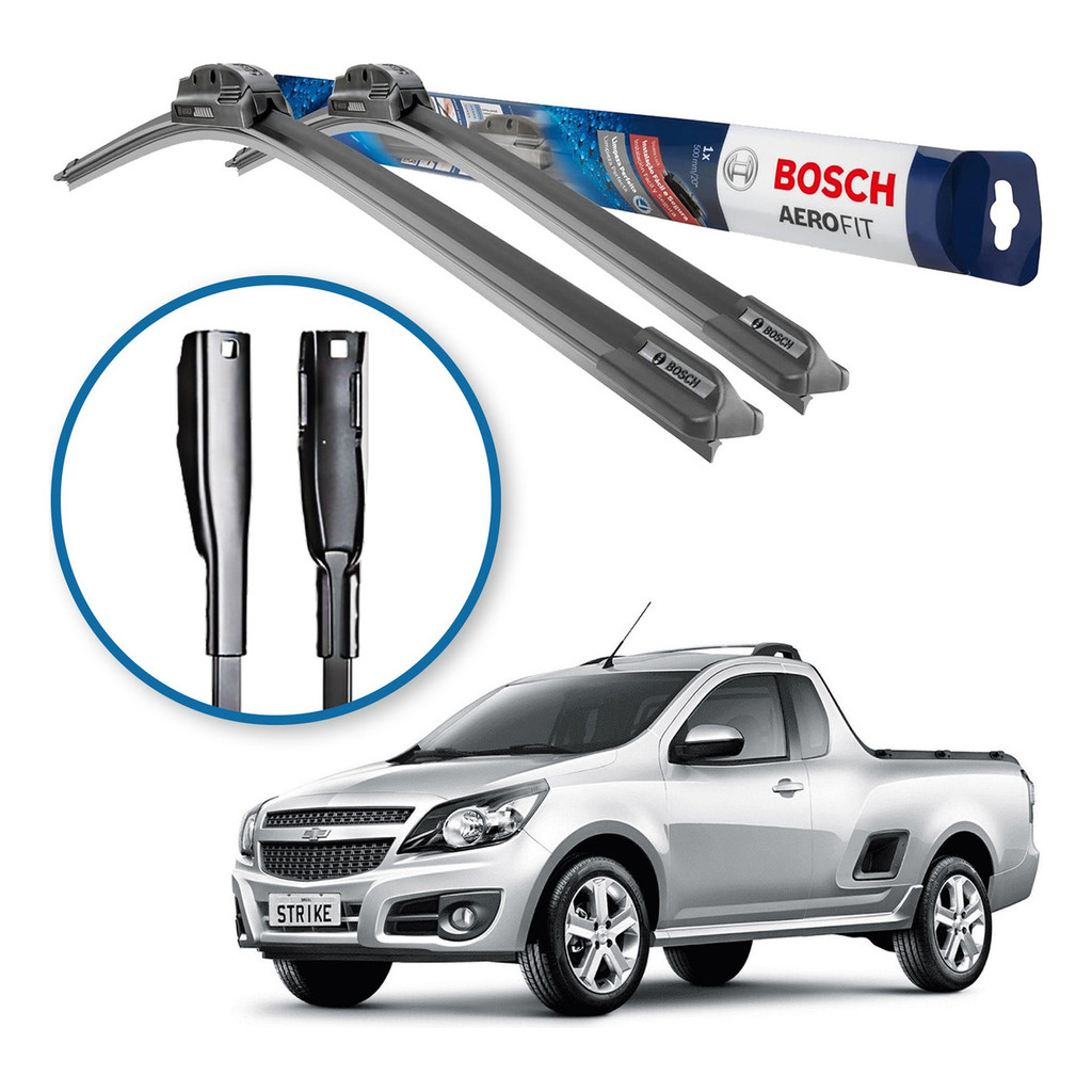 Par de Palhetas Limpador Parabrisa Aerofit Original Bosch Chevrolet Montana 2012 a 2019 em Oferta na Shopee