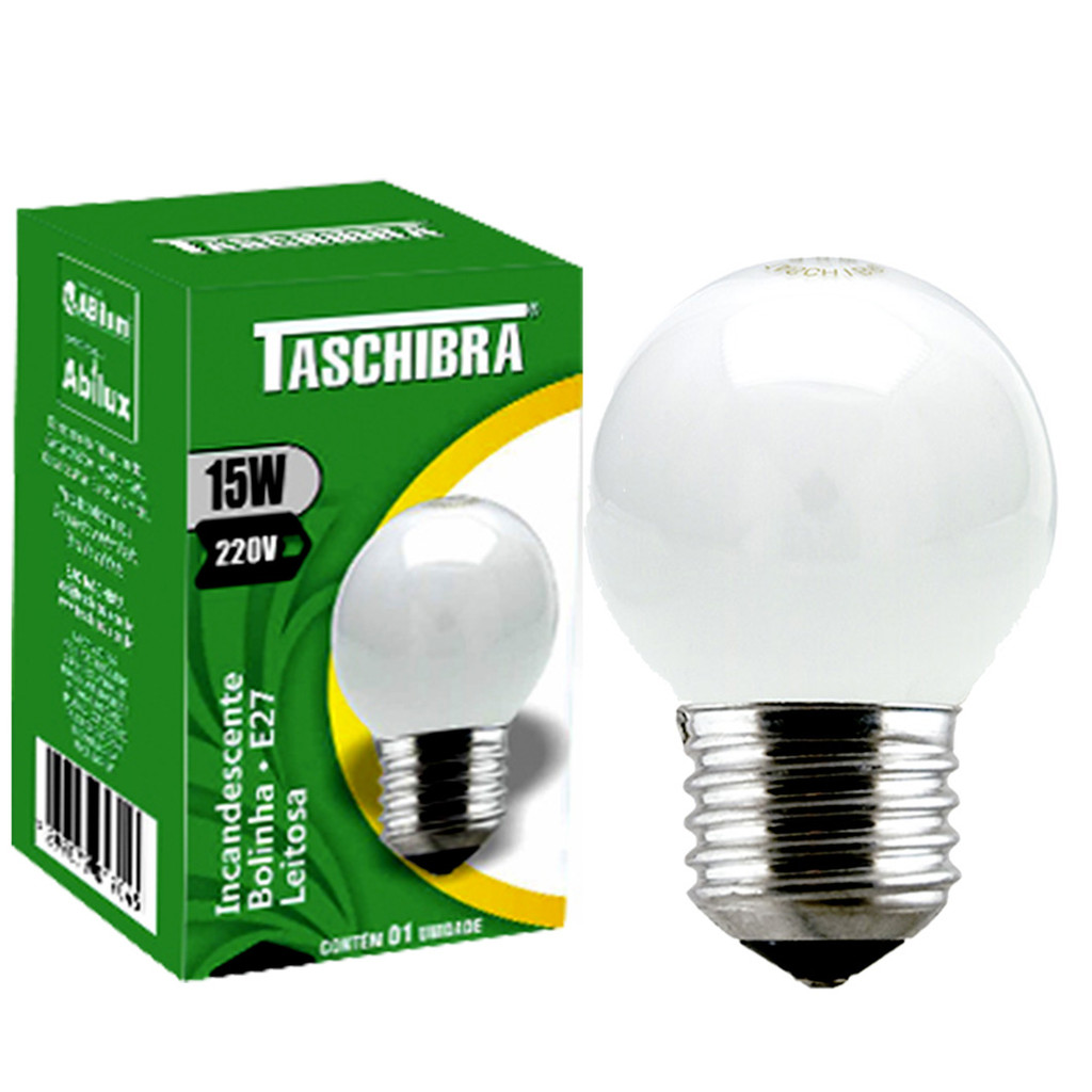 kit 10 Lâmpada Bolinha Incandescente Leitosa 15W 220V E27 Taschibra