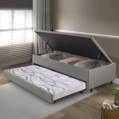 Bicama Box Baú Solteiro 88x188 com Colchão Auxiliar Ecoflex