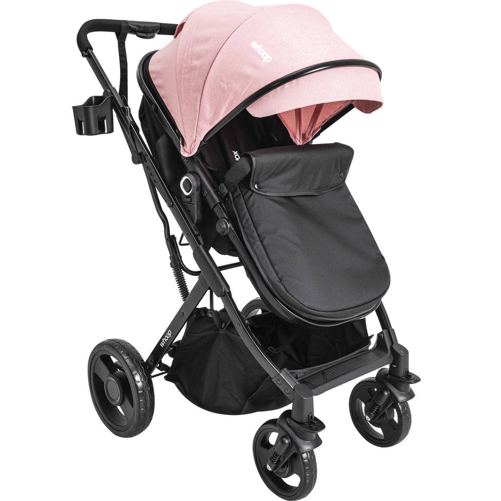 Carrinho de Bebe Kiddo Vox II Melange Rosa Berço Passeio Moises
