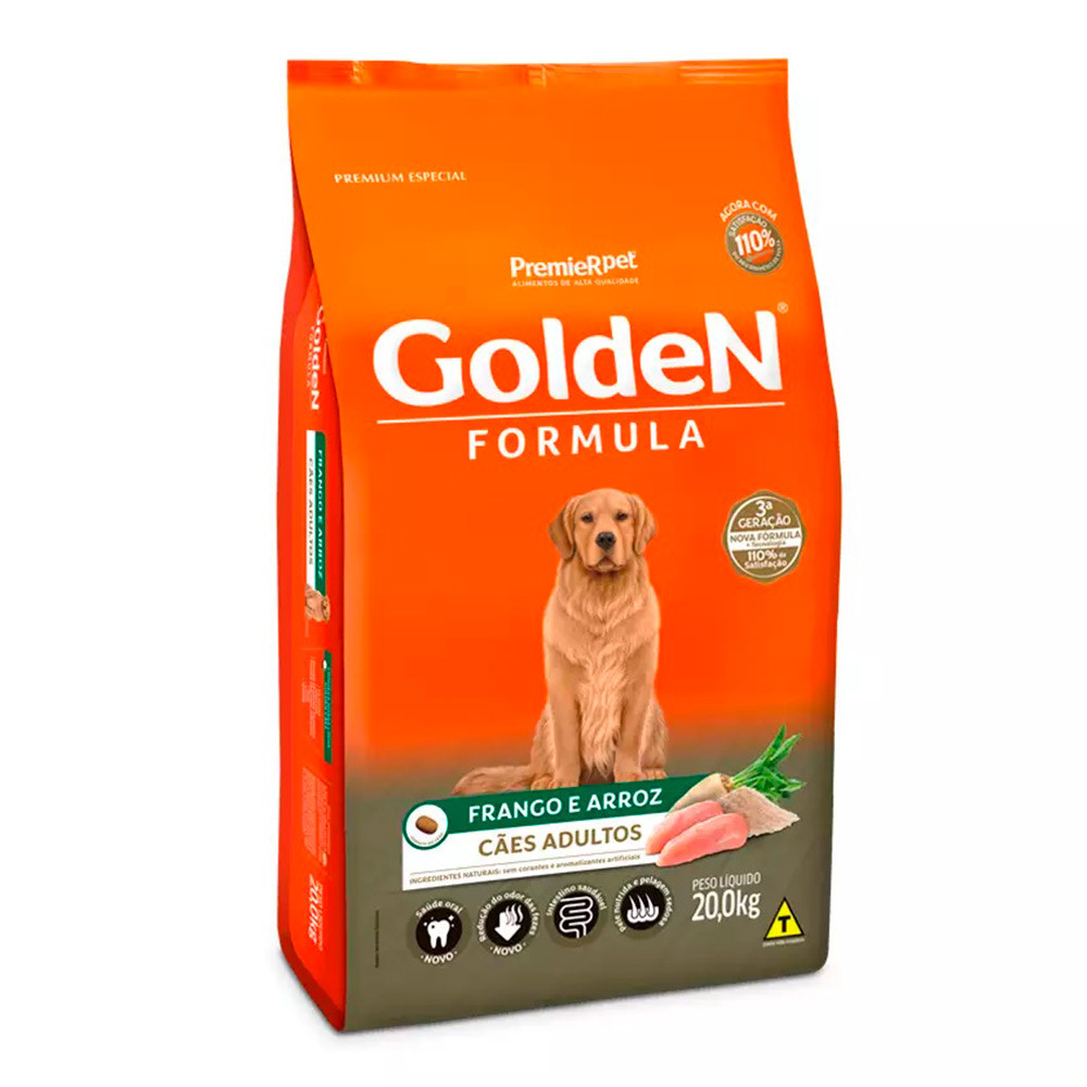 Ração Premier Golden Fórmula Cães Adultos Frango e Arroz 20kg em Oferta na Shopee