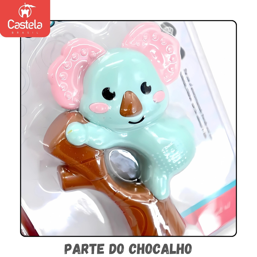 Detalhes do Chocalho Infantil Animal Coala Mordedor Ventosa Bebe Castela