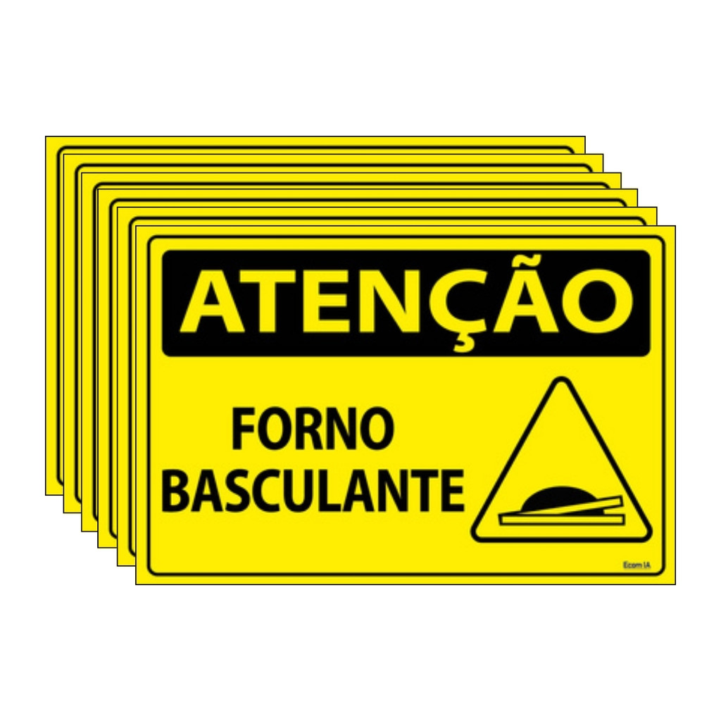 Kit 6 Placas De Sinalização Atenção Forno Basculante 30x20 Ecom IA - SA124 F9e