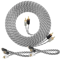 Kit Cabo RCA Taramps Injetado 5m Stereo + 2 Adaptadores Y 1F x 2M para Módulo Som Automotivo