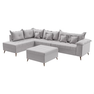 Sofá de Canto Cancun Linho Cinza em Oferta na Shopee