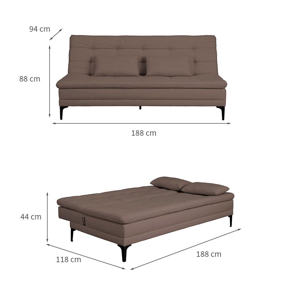 Detalhes do Sofá-Cama Casal 3 Lugares Prince Linho Marrom