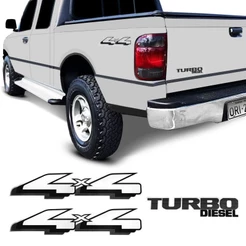Kit Adesivo Compativel Ranger 4x4 Turbo Diesel Emblema Preto