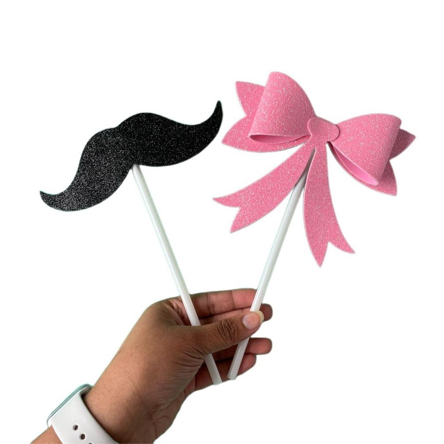 kit adereço Laço ou Bigode festa chá revelação