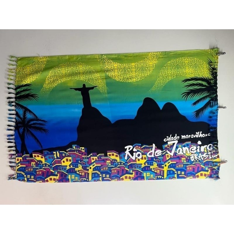 Canga de Praia grande Saida de Praia Feminina Poliéster Rio de Janeiro  Azul Com Comunidades em Oferta na Shopee