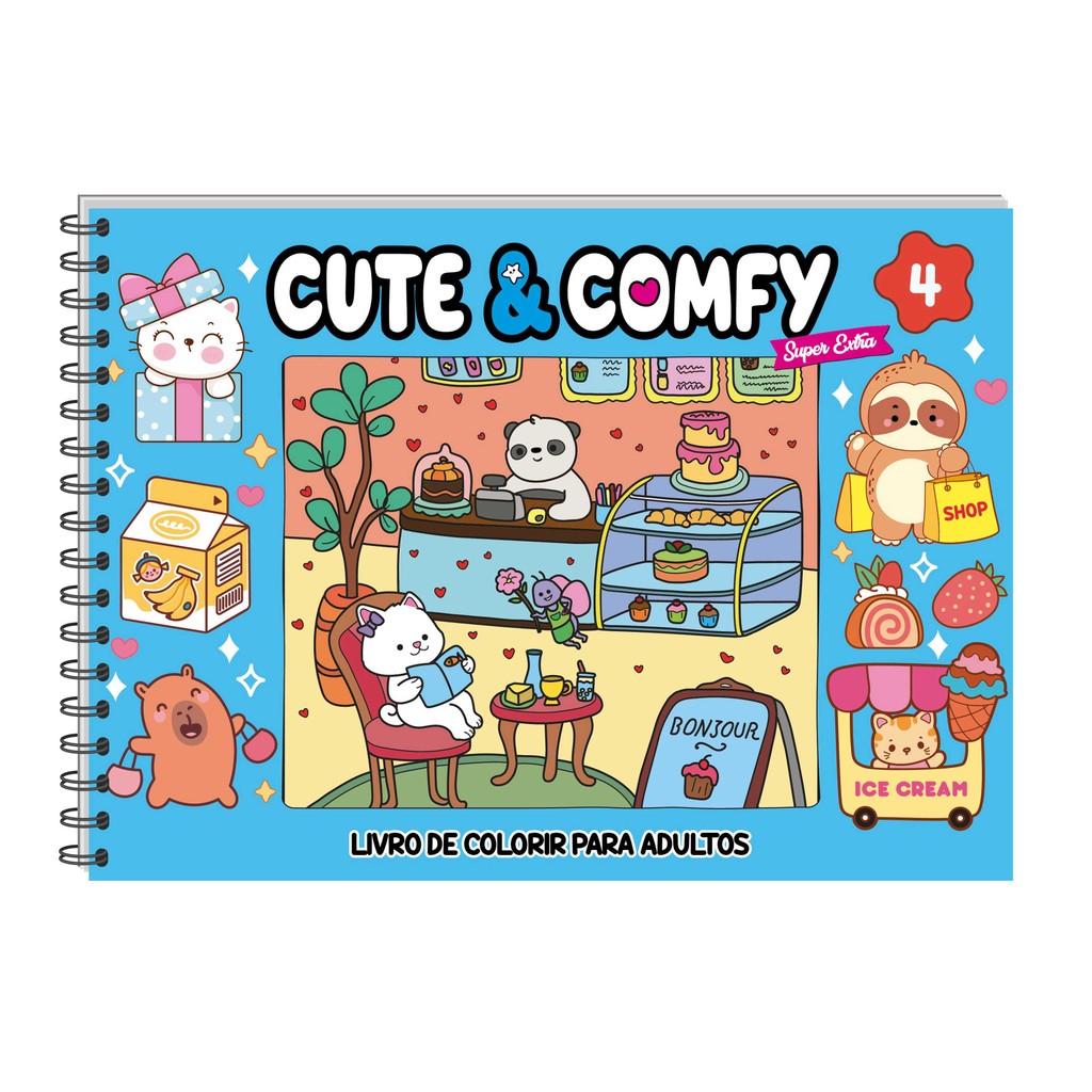 Cute & Comfy Super Extra Edição 04 - Livro de Colorir Adulto - Capa Dura Holográfica em Oferta na Shopee