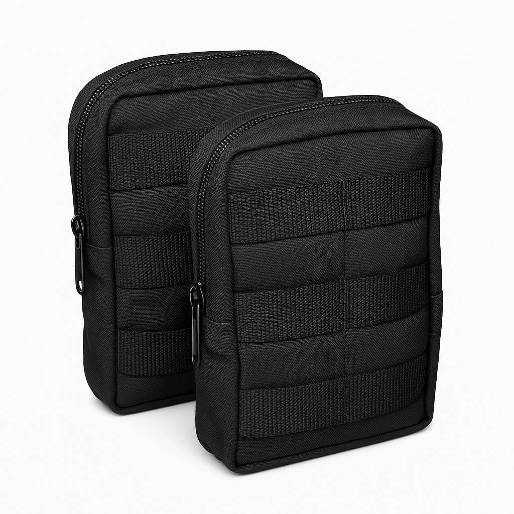 Kit Bolso Modular Preto 2 Pç Para Colete Plate Policial Segurança Vigia Profissional