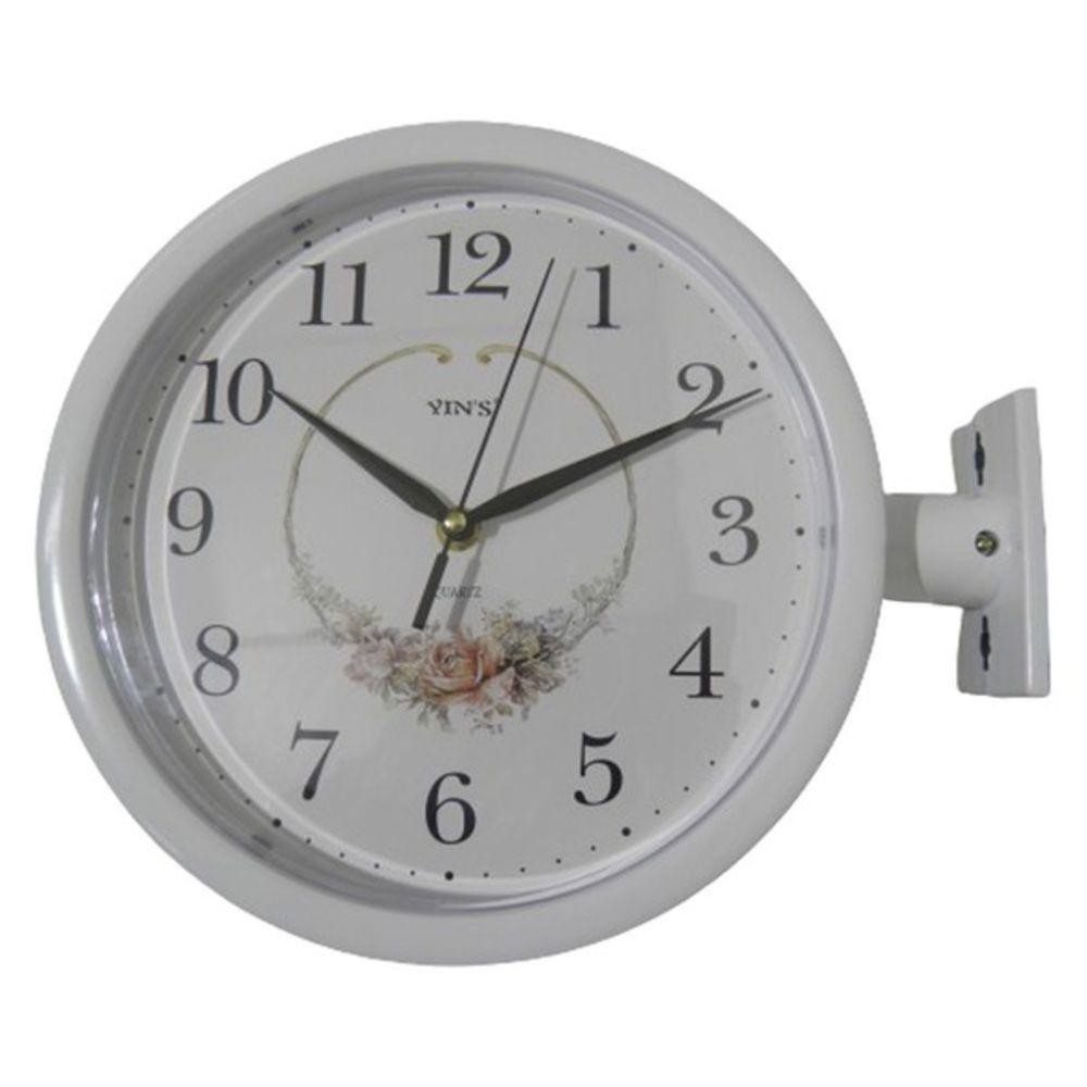 Relogio Parede Dupla Face Vintage Estacao Trem Decorativo Retro Branco