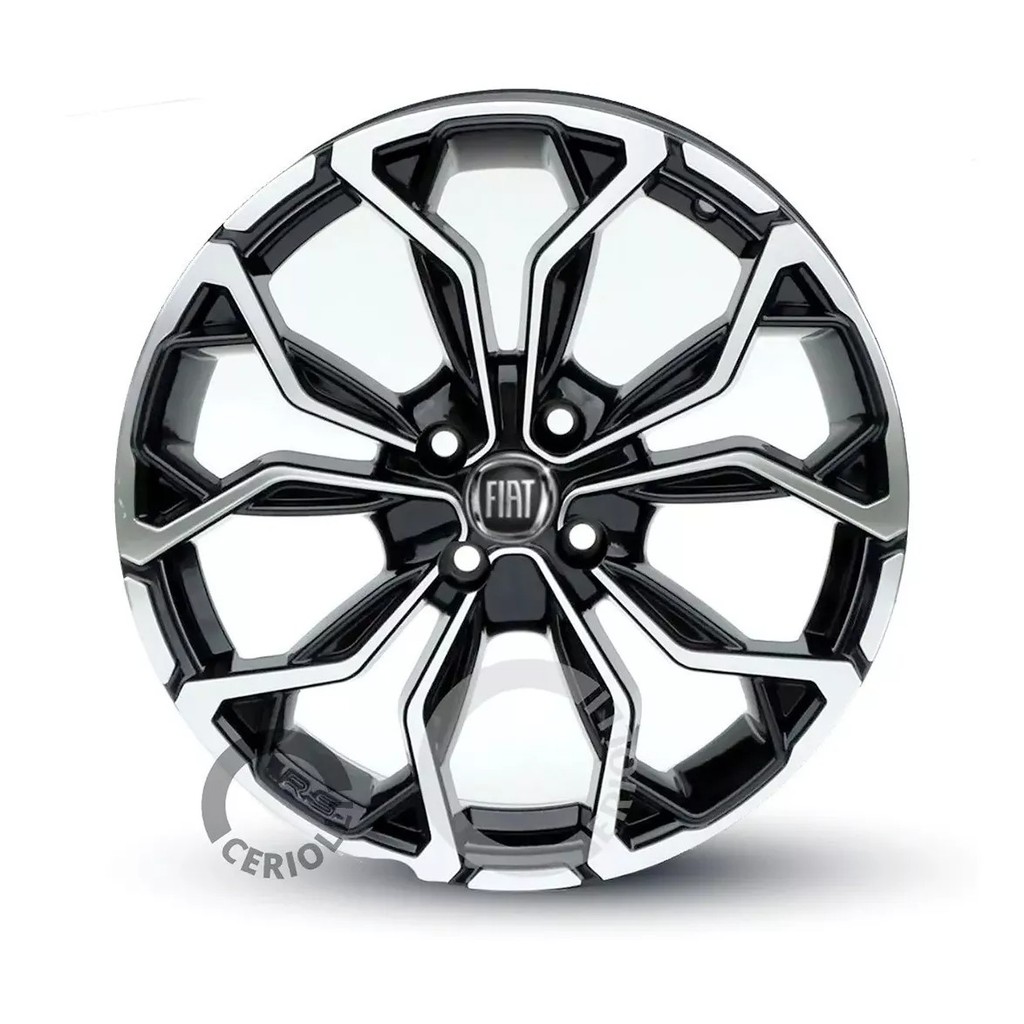Kit 4 Rodas Aro 14 4x98 Emblema Preto Fiat Uno Fiorino Mobi Palio Bicos Brinde Preto Diamantado M16