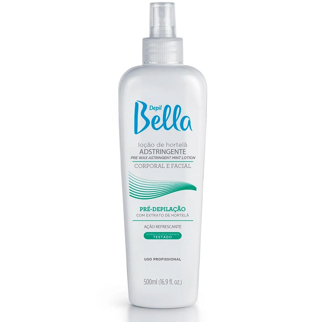 Loção de Hortelã Adstringente Pré-Depilação Refrescante Depil Bella 500ml Corporal e Facial