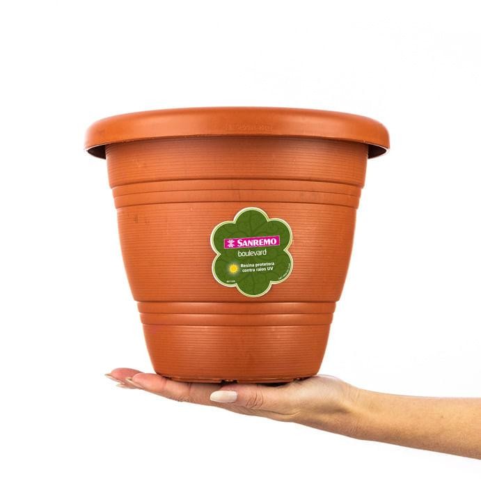 Detalhes do Vaso para Planta Plástico Redondo Marrom 22cm Boulevard Sanremo