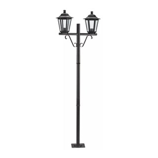 Poste Com Tubo Em Alumínio Preto 2 LÂmpadas E27 122PR Para Jardim Área Externa Pátio Iluminação Click Injet Dital
