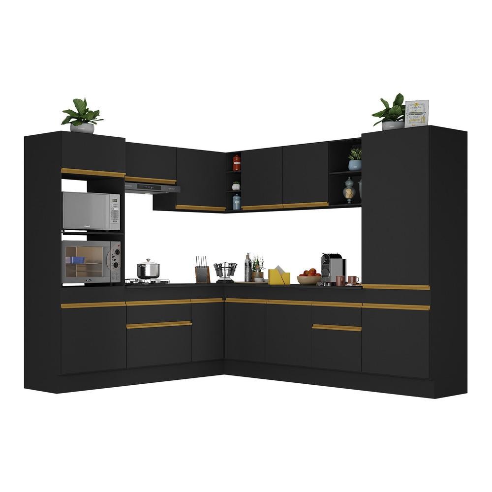 Armário de Cozinha Completa de Canto com Rodapé Veneza Multimóveis V2081 em Oferta na Shopee