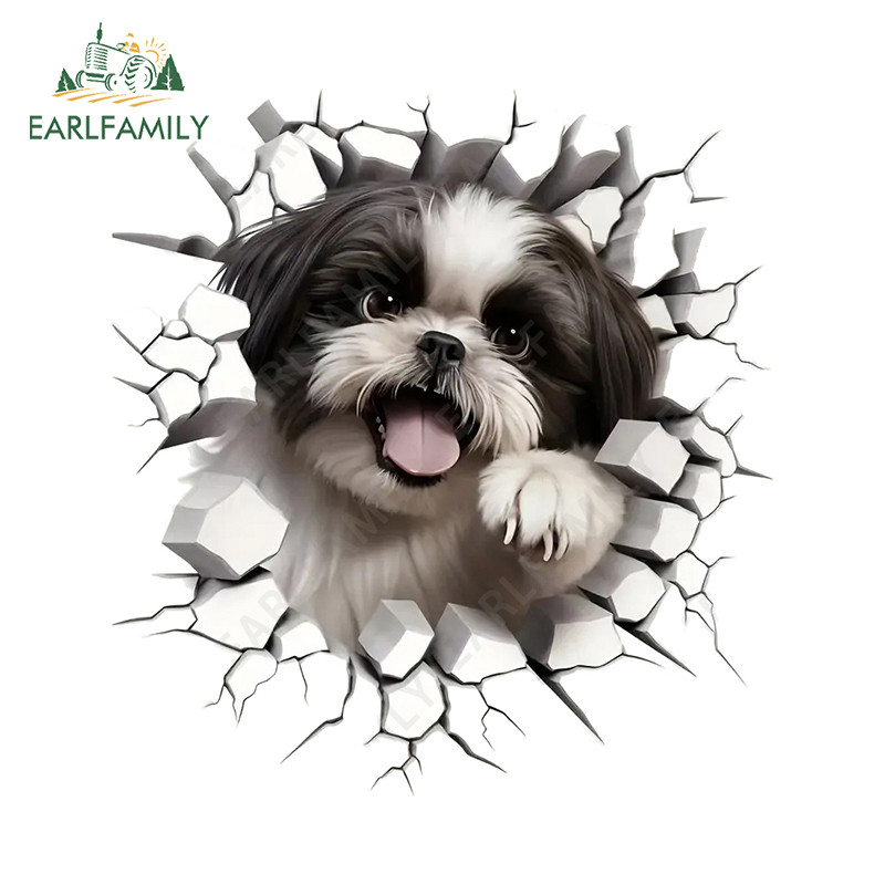 EARLFAMILY 13cm Bonito Cão Rasgo Adesivo De Carro Mala Prancha Pára-Brisa Capacete Vinil Decalque À Prova Dwaterproof Ág