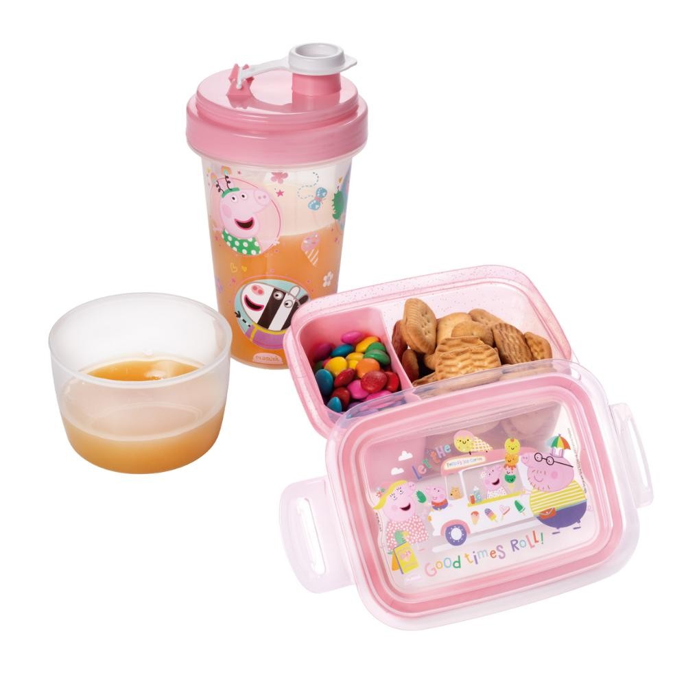 Kit Lancheira Peppa 2 Peças 1 Pote Marmita 1 Garrafa Mini Shakeira Plasútil - Home & Living