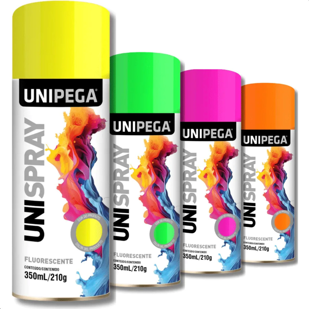 TINTA SPRAY FLUORESCENTE UNIPEGA 350ML VÁRIAS CORES - Home & Living