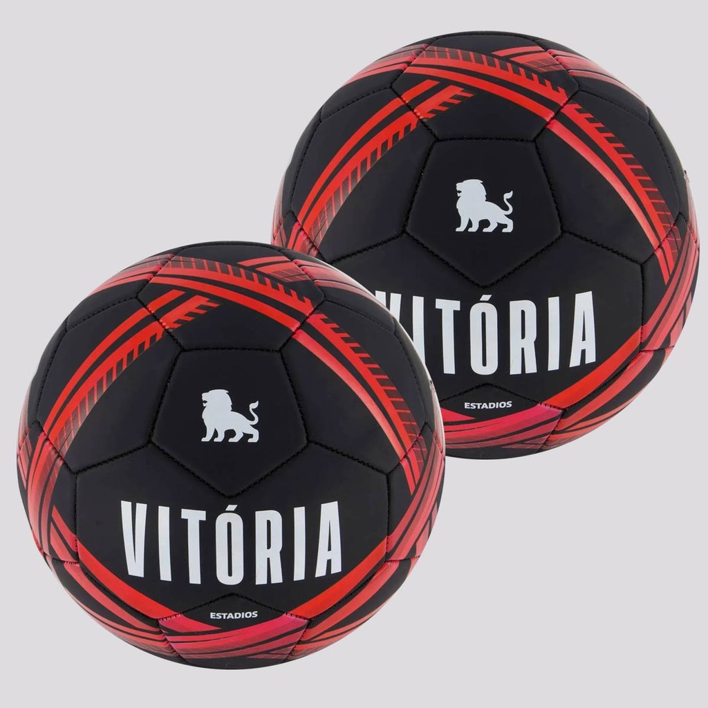 Kit 2 Bolas Vitória Estádios 24 Campo Preta e Vermelha