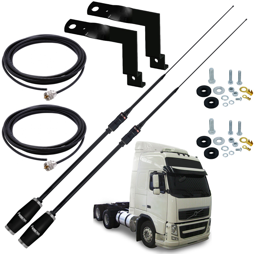 2 Antena Px Bobinada Black Argentina 1,63m Cabos 5,5m Volvo Fh