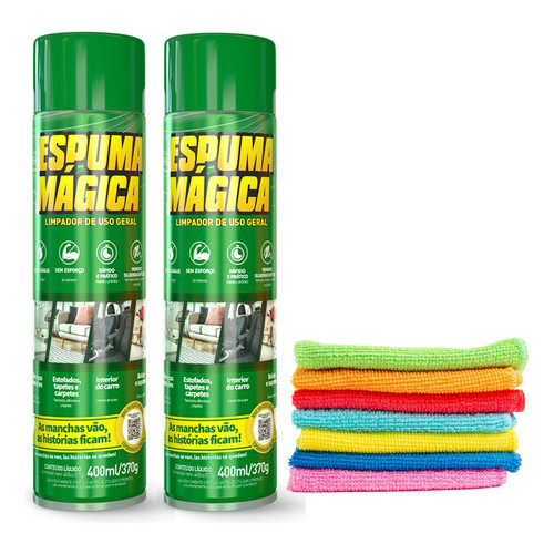 Kit 2 Espuma Mágica Limpador Instantâneo De Uso Geral 400ml + Pano Microfibra