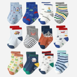 Kit 6 e 12 Pares de Meias Masculino para Recém Nascidos e Bebê Menino c/ Antiderrapante em Oferta na Shopee
