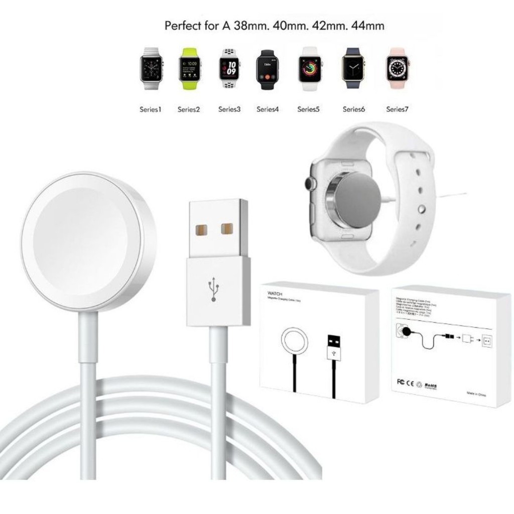 Carregador Relógio Magnético Indução USB COMPATIVEL  Apple Watch Original Series 3 4 5 6 7 em Oferta na Shopee