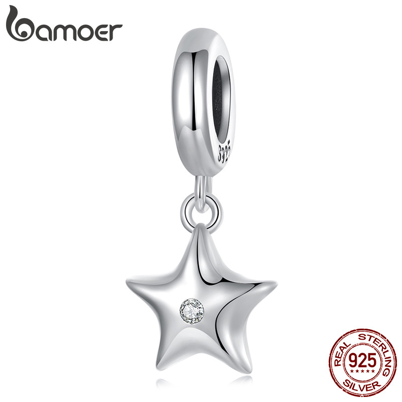 Bamoer 925 Sterling Sliver Charm Star Design Pingente Joias Para Pulseira em Oferta na Shopee