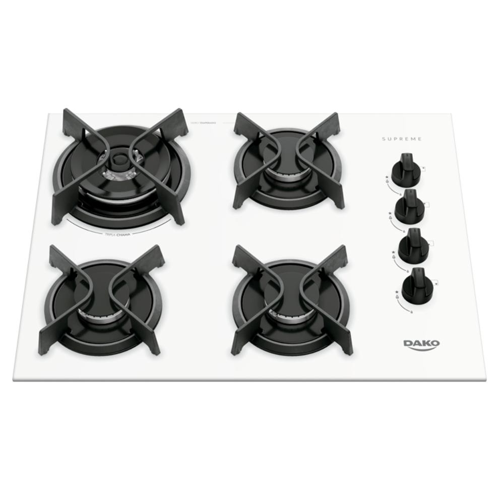 Cooktop Supreme Dako a Gás Branco 4 Bocas Bivolt em Oferta na Shopee