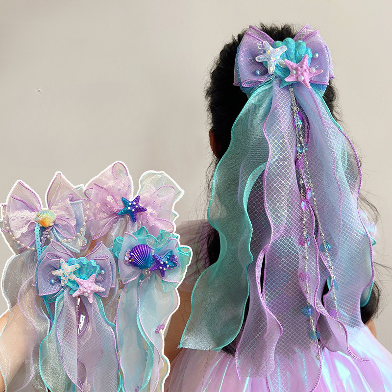 Crianças Gelo E Neve Hairpin Headdress Meninas Arco Fita Tecido Sereia Princesa Faixa De Cabelo em Oferta na Shopee