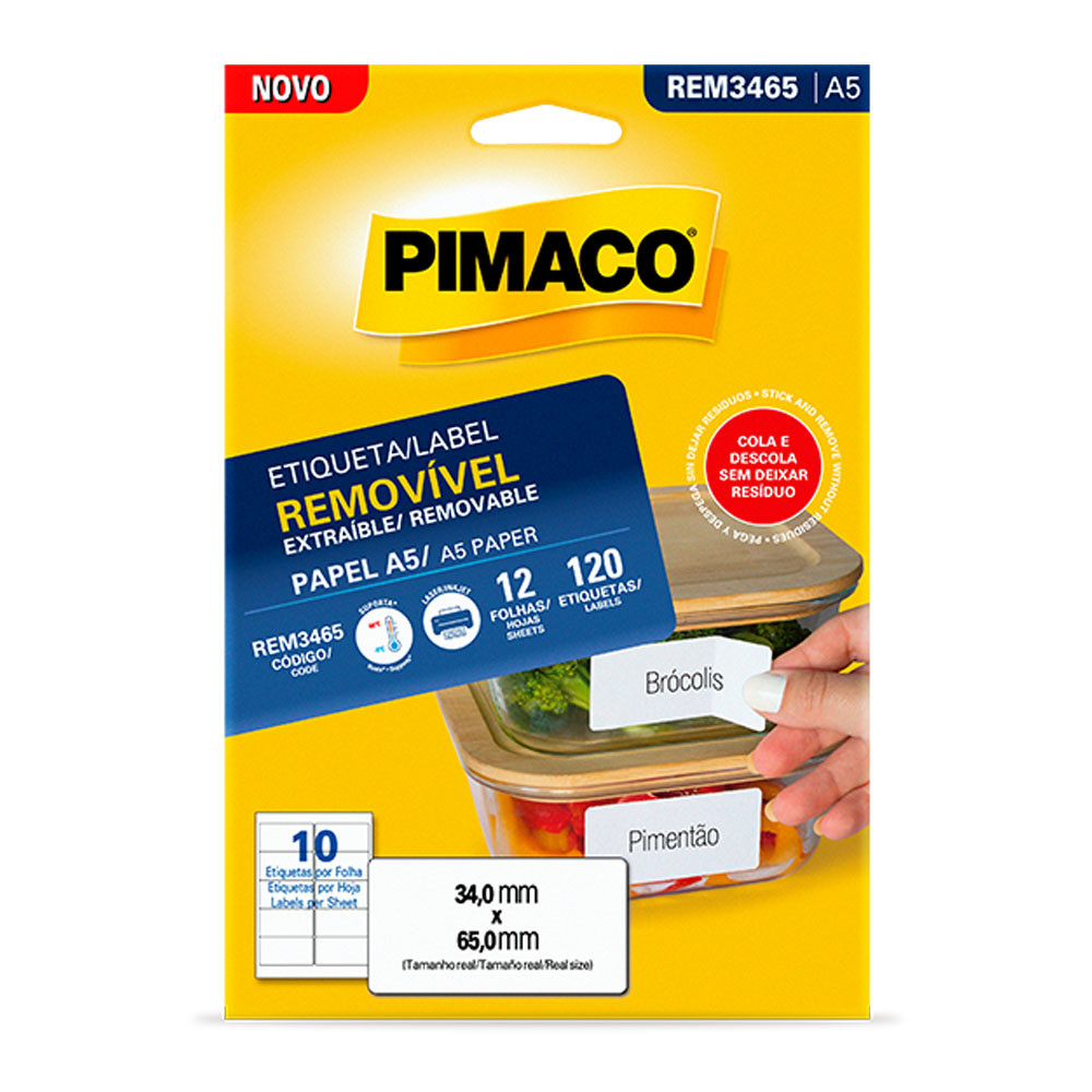 Etiqueta removível A5 REM6534 com 120 unidades Pimaco