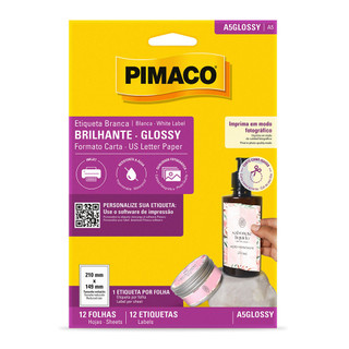 Etiqueta papel glossy brilhante A5 A5GLOSSY com 12 folhas Pimaco em Oferta na Shopee