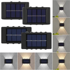 Kit Arandela Solar 2 Focos Parede Slim 2 / 10 Fachos Led Externa À Prova D 'Água